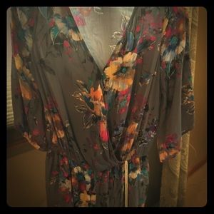 Gray flowered romper